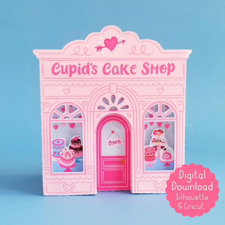 Print and Cut Cake Shop 3D Gift Box for Silhouette and Cricut Cutting Machines