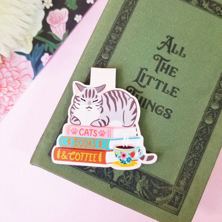 Cats, Books and Coffee Magnetic Bookmark