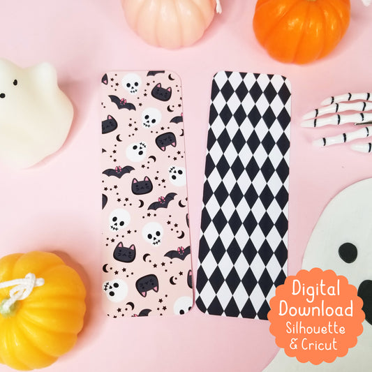 Halloween Cats, Bats and Skulls Print and Cut Bookmarks for Silhouette