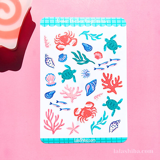 Under The Sea Vinyl Sticker Sheet, Journaling Stickers, Stationery, Shipped, Stickers