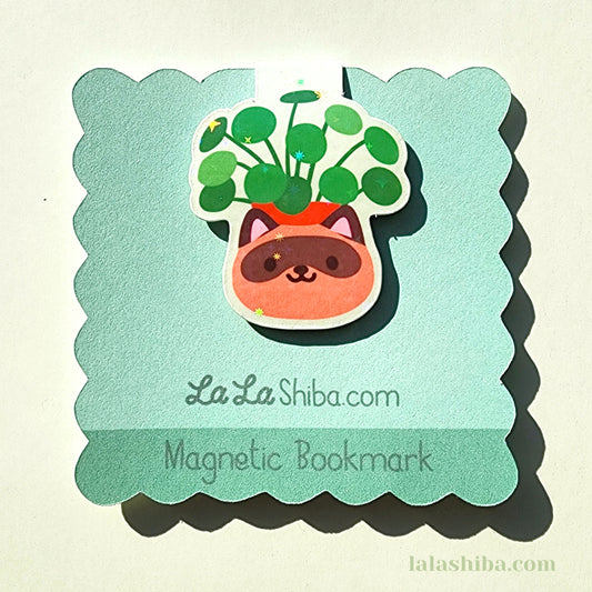 Tanuki Planter Magnetic Bookmark, Kawaii Tanuki Plant Pot Bookmark, Shipped