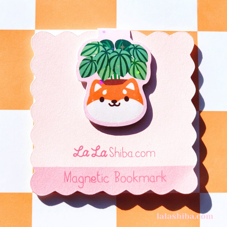 Shiba Planter Magnetic Bookmark, Kawaii Shiba Plant Pot Bookmark, Shipped