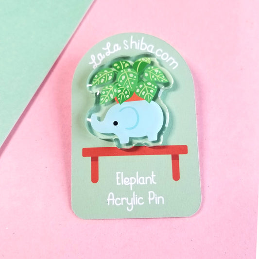 Elephant Planter Acrylic Pin