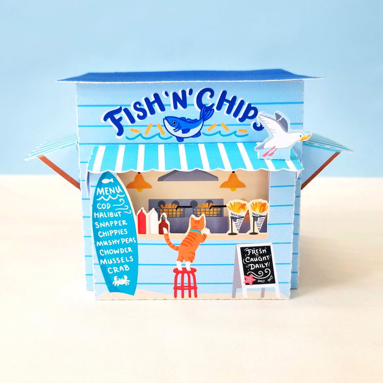 Fish And Chips Print And Cut 3D Gift Box SVG Cutfile for Silhouette and Cricut