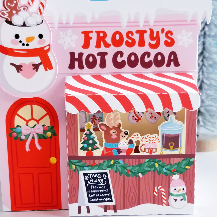 Print and Cut Frosty's Hot Cocoa Shop Gift Box SVG for Silhouette