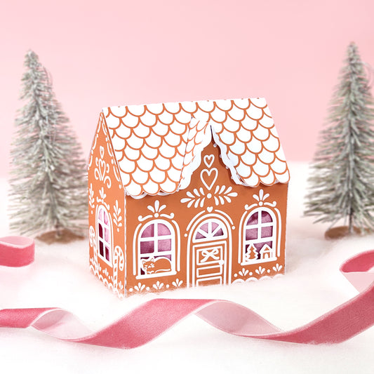 Print and Cut Gingerbread Cottage Gift Box