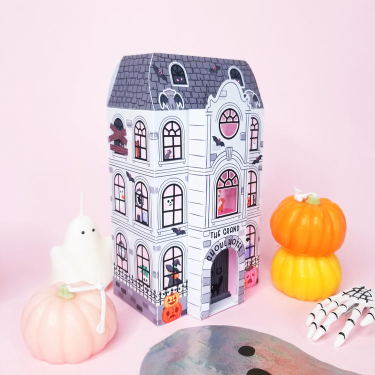 3D Halloween Ghouls Hotel Gift Box SVG Cutfile for Silhouette