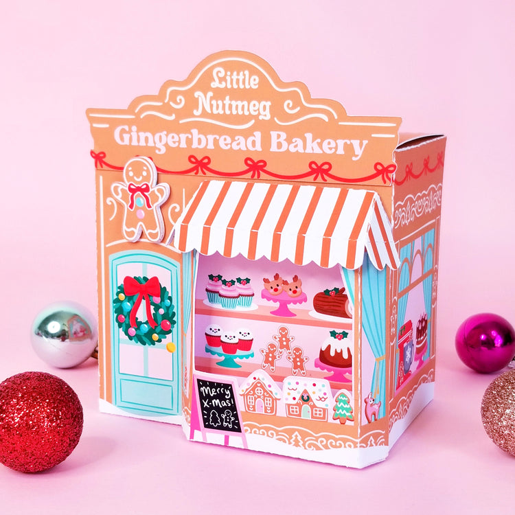 Christmas Gingerbread Bakery 3D Gift Box SVG file for Silhouette Cutting Machines