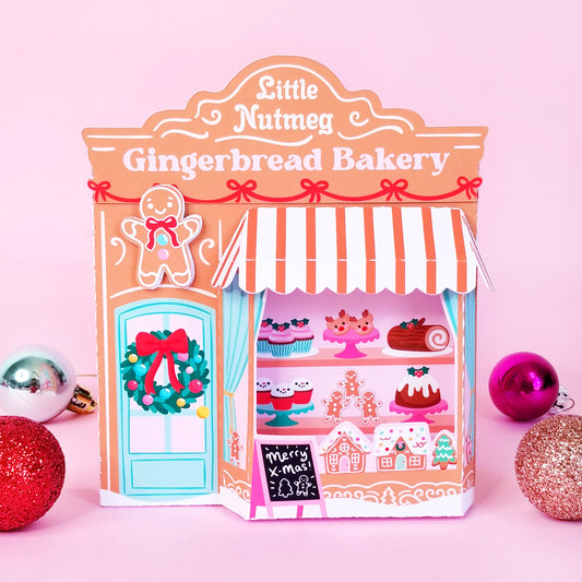 Christmas Gingerbread Bakery 3D Gift Box SVG file for Silhouette Cutting Machines