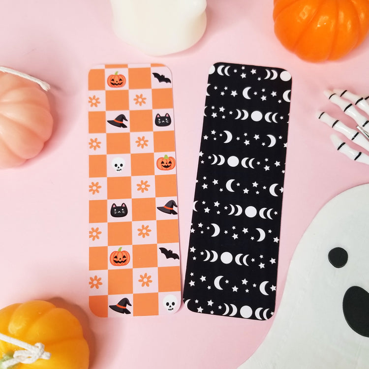 Halloween Checker Baord and Moon Print and Cut Bookmarks for Silhouette