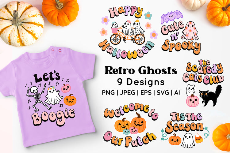 Retro Halloween Collection SVG & PNG Bundle Vol.2