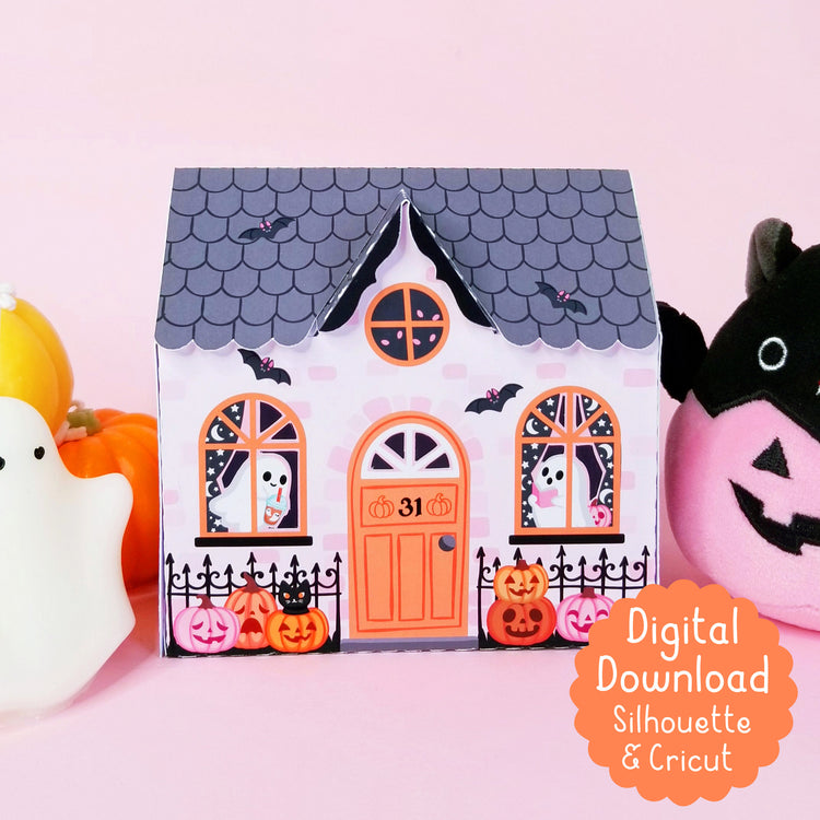 3D Halloween Ghost House Box SVG Cutfile for Silhouette and Cricut