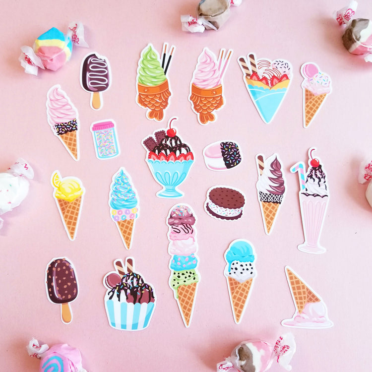 Print and Cut Ice Cream Stickers For Silhouette - Commerical License