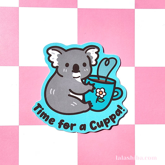 Koala Cuppa Tea Vinyl Sticker