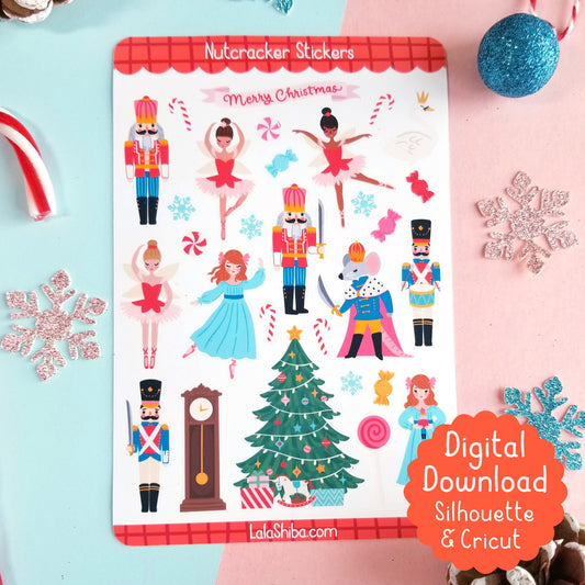 Print and Cut Nutcracker Christmas Stickers for Silhouette and Cricut