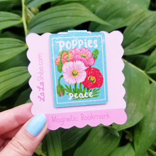 Poppy Flower Seed Packet Magnetic Bookmark