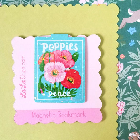 Poppy Flower Seed Packet Magnetic Bookmark