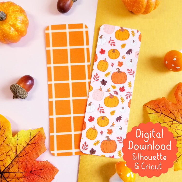 Print and Cut Pumpkin and Plaid Bookmarks