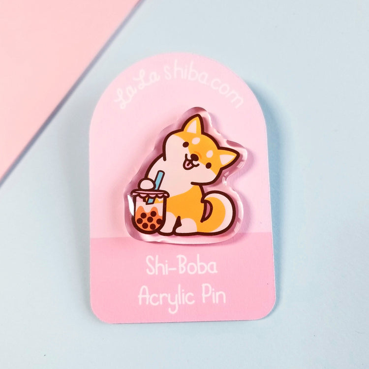 Shiba Inu Boba Drink Acrylic Pin