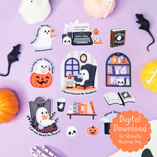 Spooky Ghost Reading Print and Cut Stickers for Silhouette