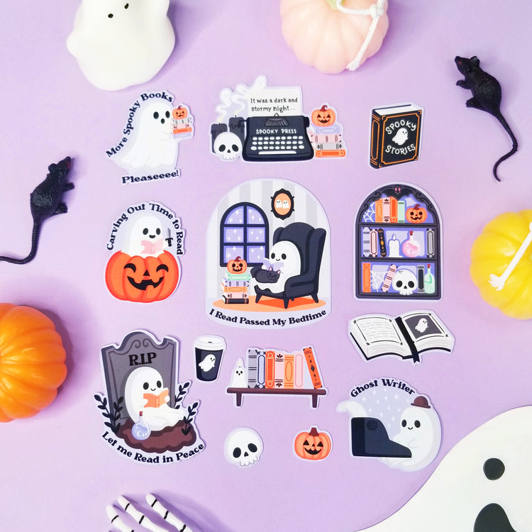 Spooky Ghost Reading Print and Cut Stickers for Silhouette