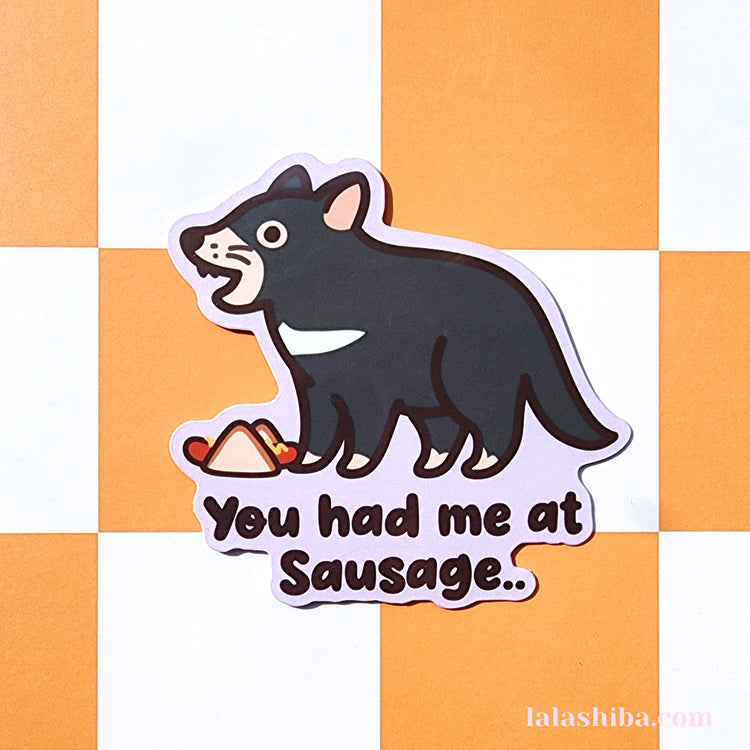 Tassie Devil Sausage Sizzle Vinyl Sticker