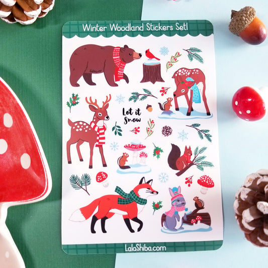 Print and Cut Winter Woodland Stickers Set1 for Silhouette and Cricut