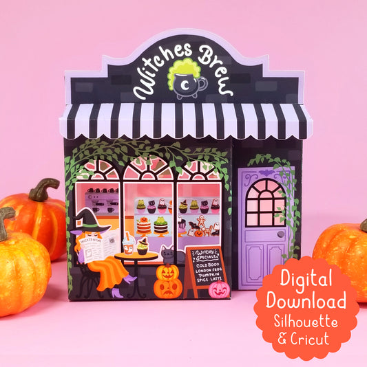 3D Witches Brew Cafe Box SVG for Silhouette and Cricut