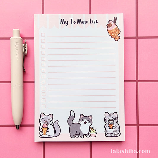 My To Mew List Notepad, Kitty Cat Notepad, A6 Notepad, Stationary Gift, Shipped Notepad, Handmade notepad