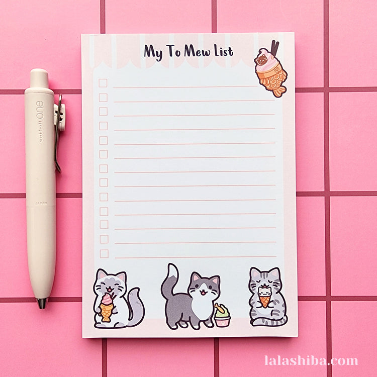 My To Mew List Notepad, Kitty Cat Notepad, A6 Notepad, Stationary Gift, Shipped Notepad, Handmade notepad