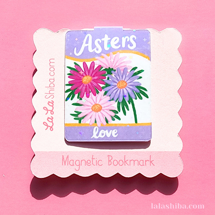 Aster Flower Seed Packet Magnetic Bookmark