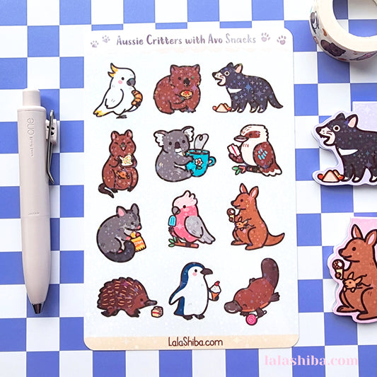 Aussie Critters Vinyl Sticker Sheet, Kawaii Australian Animals Sticker Sheet, Koala Stickers, Journaling Stickers, Stationery, Shipped, Vinyl Stickers
