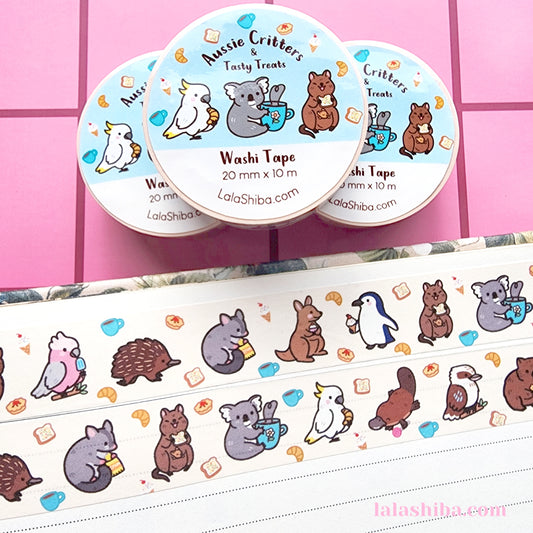 Aussie Critters Washi Tape 20mm, Australian Animals Washi Tape, Kawaii washi tape, Decorative Tape, Masking Tape, Stationery gift, Shipped Item