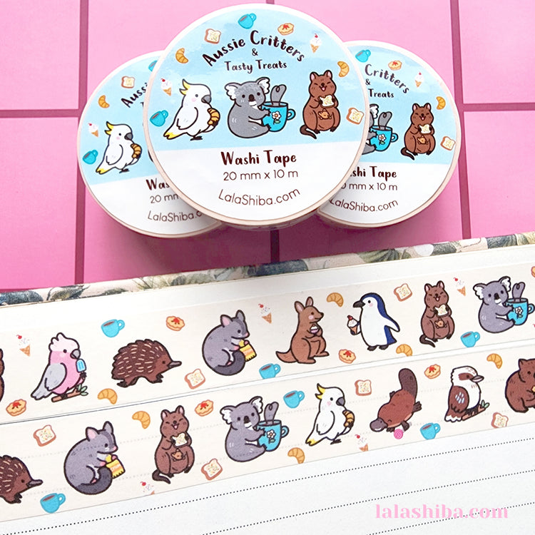 Aussie Critters Washi Tape 20mm, Australian Animals Washi Tape, Kawaii washi tape, Decorative Tape, Masking Tape, Stationery gift, Shipped Item