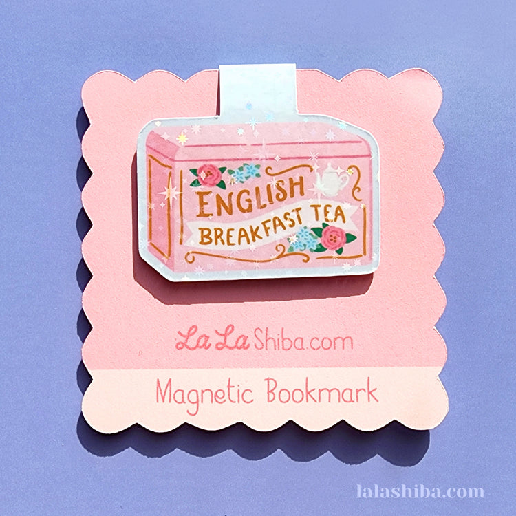English Breakfast Tea Tin Magnetic Bookmark, Afternoon Tea Bookmark, Shipped