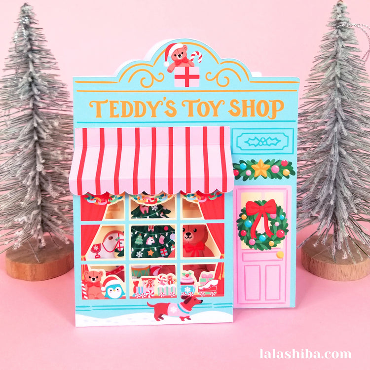 Christmas Toy Shop 3D Card, Christmas Card, Handmade Greeting Card, Shipped