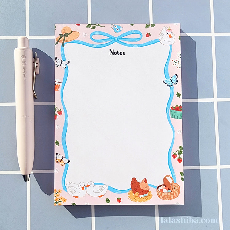 Cottage Core Notepad, Tear Away Notepad, A6 Notepad, Stationary Gift, Shipped Notepad, Handmade notepad