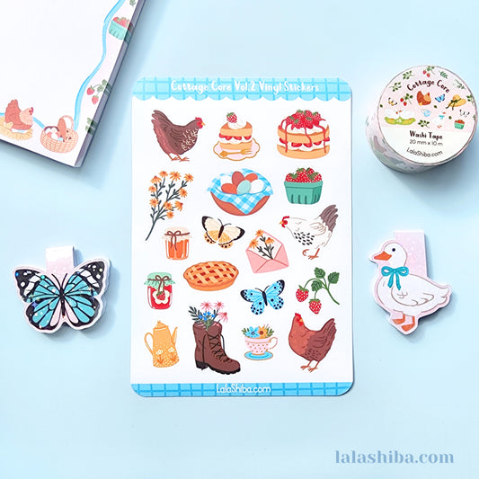Cottage-core vol.2 Sticker Sheet, FarmHouse Stickers, Journaling Stickers, Stationery, Shipped, Vinyl Stickers