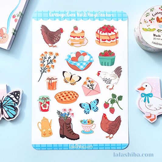 Cottage-core vol.2 Sticker Sheet, FarmHouse Stickers, Journaling Stickers, Stationery, Shipped, Vinyl Stickers