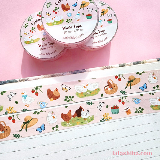 Cottage Core Washi Tape 20mm, Countryside Washi Tape, Masking Tape, Decorative Tape, Stationery gift
