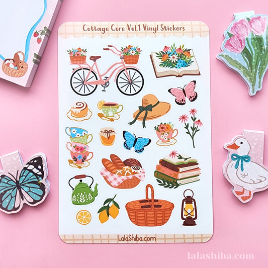 Cottage-core vol.1 Sticker Sheet, Cottage Sticker Sheet, Country Life Stickers, Journaling Stickers, Stationery, Shipped, Vinyl Stickers