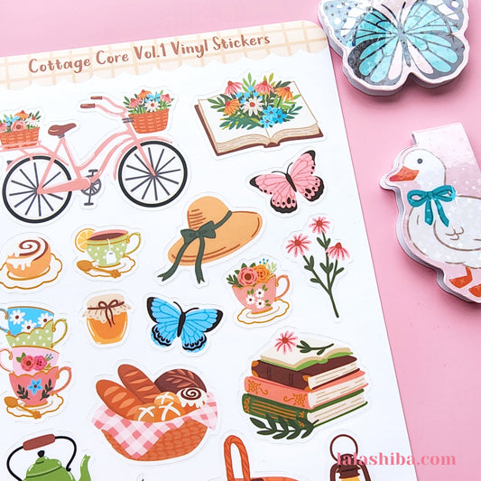 Cottage-core vol.1 Sticker Sheet, Cottage Sticker Sheet, Country Life Stickers, Journaling Stickers, Stationery, Shipped, Vinyl Stickers