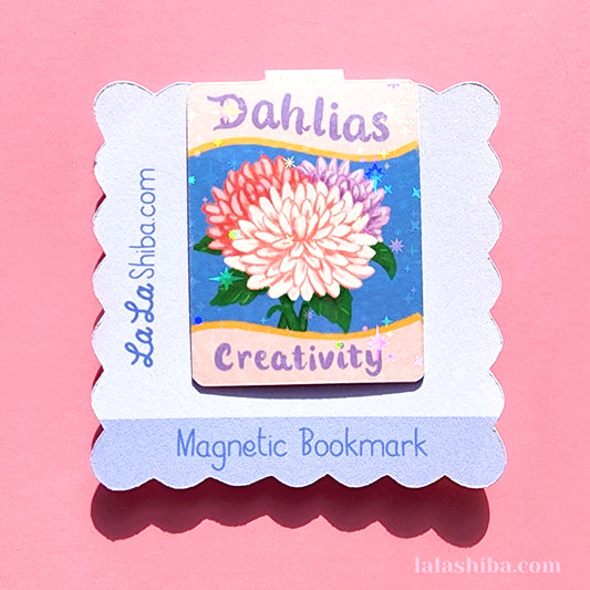Dahlias Flower Seed Packet Magnetic Bookmark