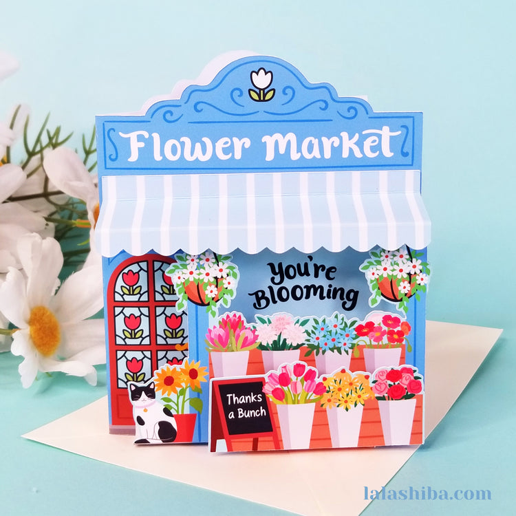 Mother's Day Flower Shop 3D Card, Mother's Day Card, Handmade Greeting Card, Shipped