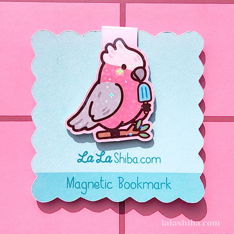 Galah Magnetic Bookmark, Kawaii Galah, Bird Bookmark, Australian Animals Bookmark, Book Accessories, Page Marker, Shipped