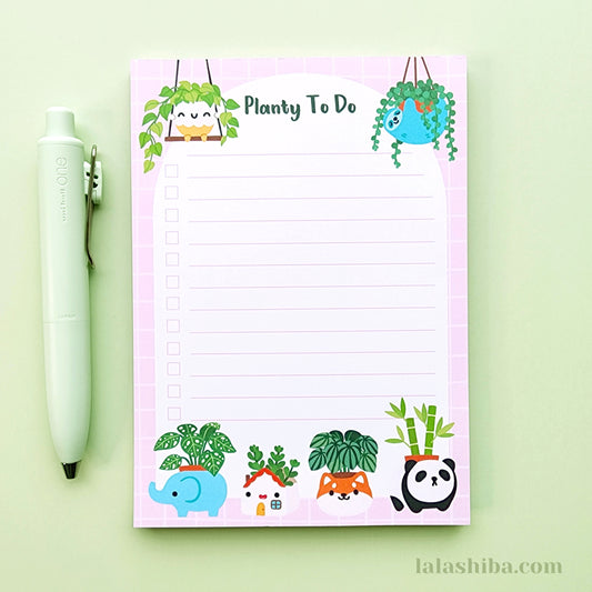 Kawaii Plants Notepad, A6 Notepad, Stationary Gift, Plant Lovers Gift, Shipped Notepad, Handmade notepad