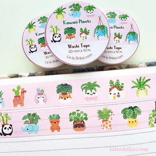 Kawaii Plants Washi Tape 20mm, House Plants Washi Tape, Decorative Tape, Masking Tape, Stationery gift, Shipped Item