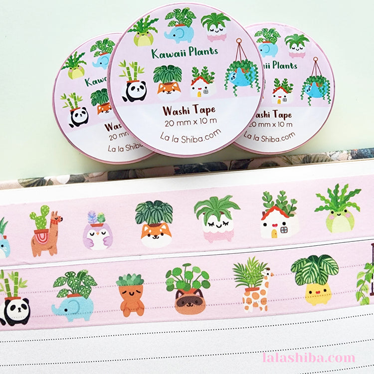 Kawaii Plants Washi Tape 20mm, House Plants Washi Tape, Decorative Tape, Masking Tape, Stationery gift, Shipped Item