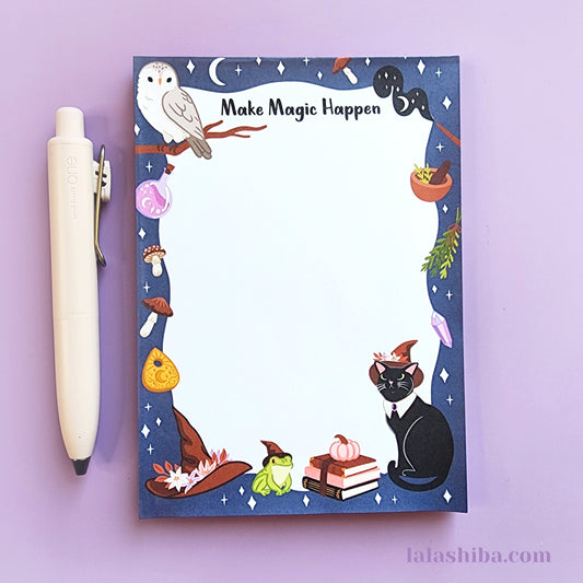 Make Magic Happen Notepad, Witchy Notepad, A6 Notepad, Stationary Gift, Shipped Notepad, Handmade notepad
