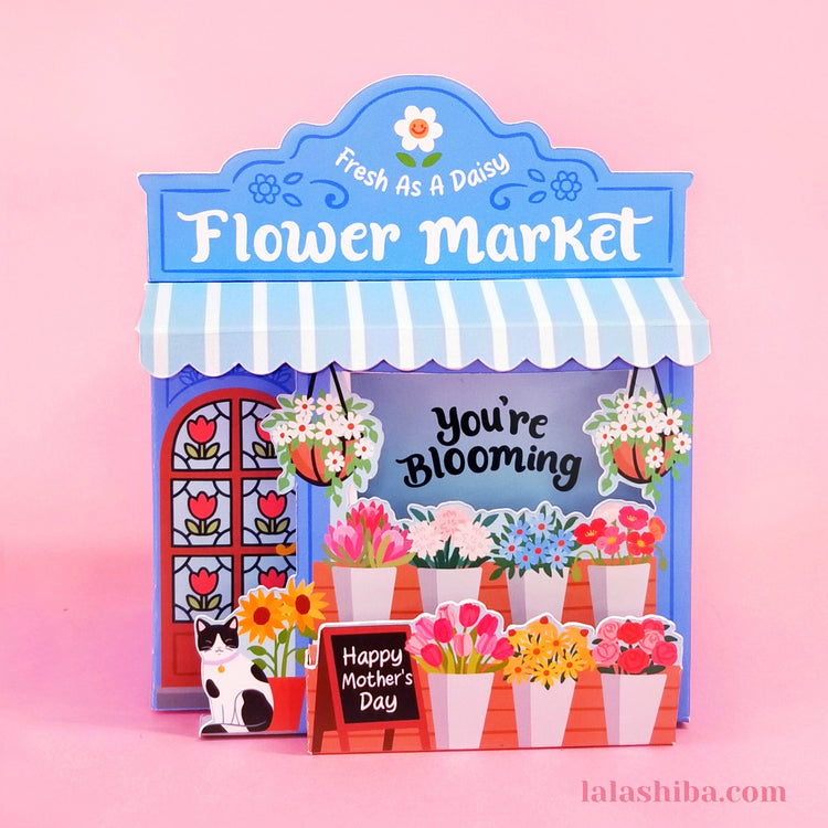 Mother's Day Flower Shop 3D Card, Mother's Day Card, Handmade Greeting Card, Shipped